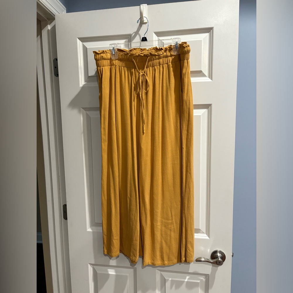 Anrabess Wide Leg Mustard Pants, XXL